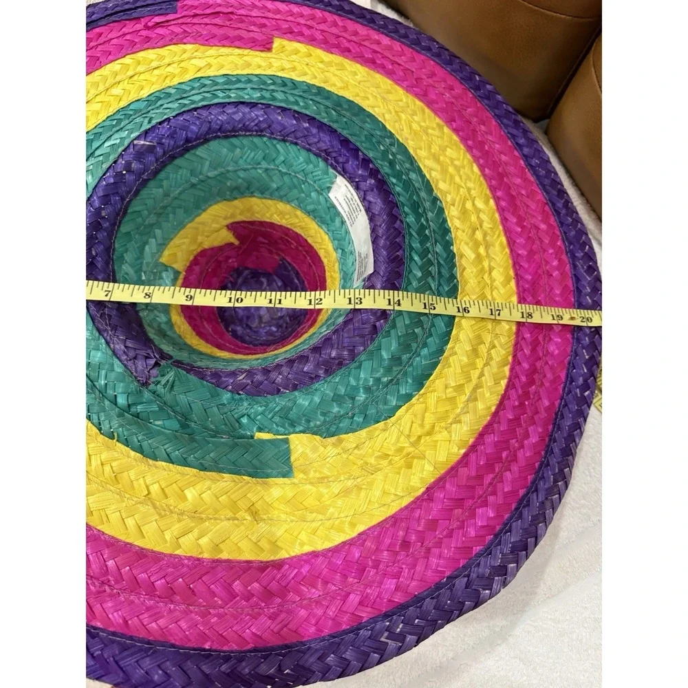 Fun‎ Express Bamboo Multicolor Sombrero Fiesta Hat Purple Pink Yellow Green